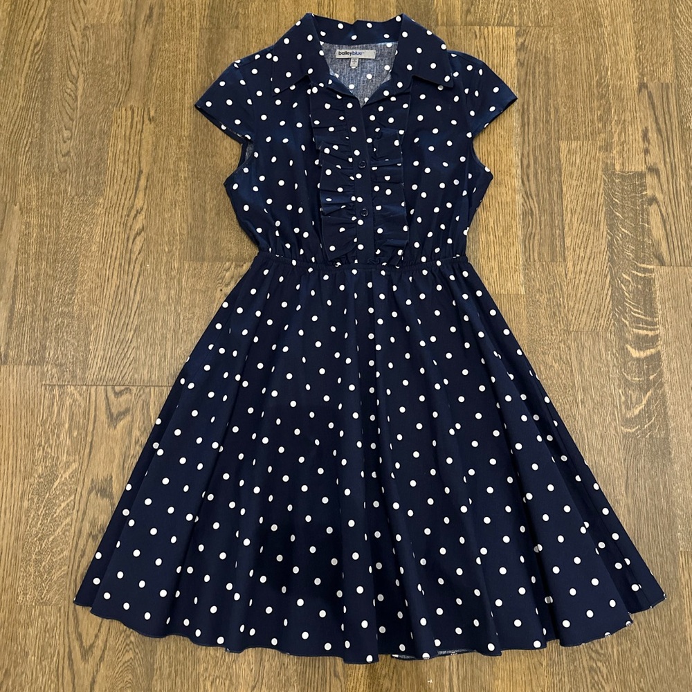 Bailey Blue Navy Polka Dot Dress – Size S.